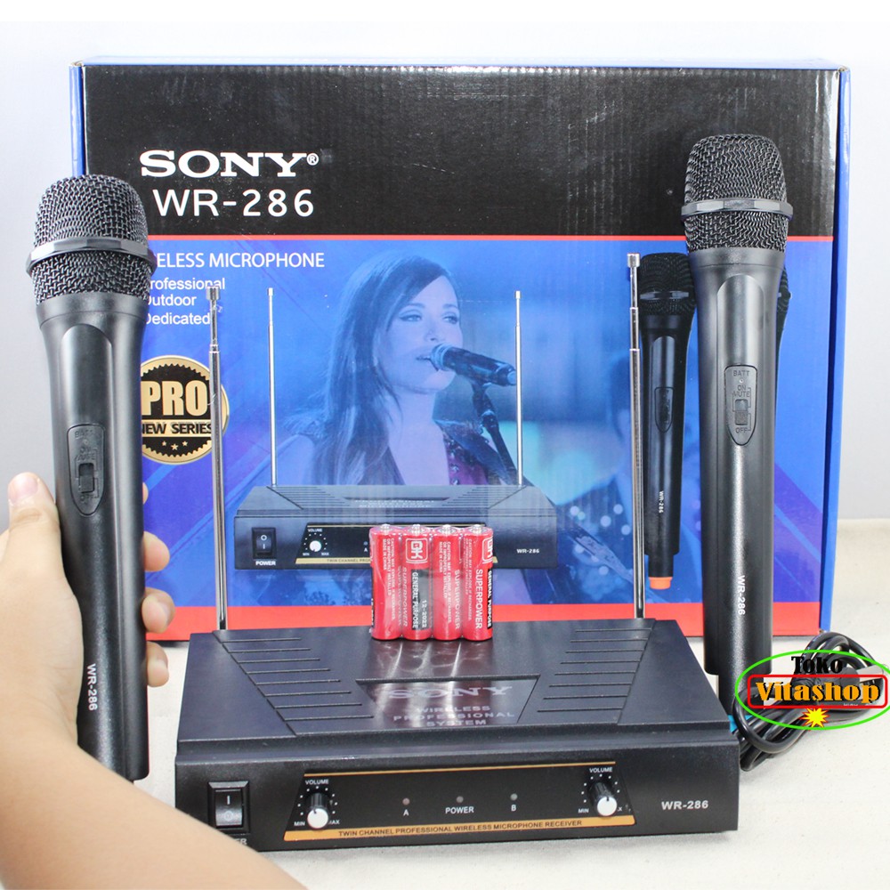 Microphone Wireless  Mic Sony WR-286 Microphone / Mikropon Genggam Double Hitam