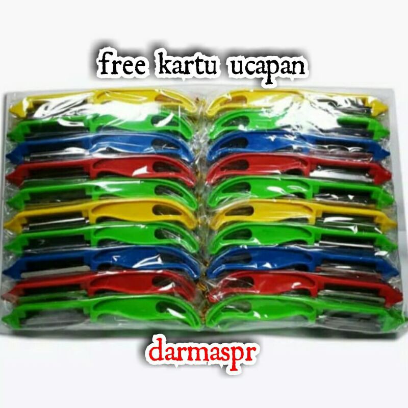

100 SOUVENIR PERNIKAHAN GESREKAN/SERUTAN/PENGUPAS BUAH KEMASAN PLASTIK FRE KARTU UCAPANTERIMAKASH