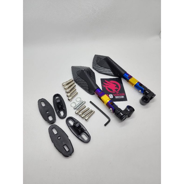 Spion Tomok V2 Karbon Gagang Twotone Plus Breket Fairing Universal Semua Motor Beat Vario Scoopy Pcx Sonic Mio Nmax Aerox Lexi Satria Vixion Jupiter Ninja Dan Motor Lainnya