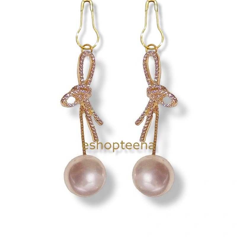 A34 anting hijab juntai ikat mata pearl gold_anting jilbab