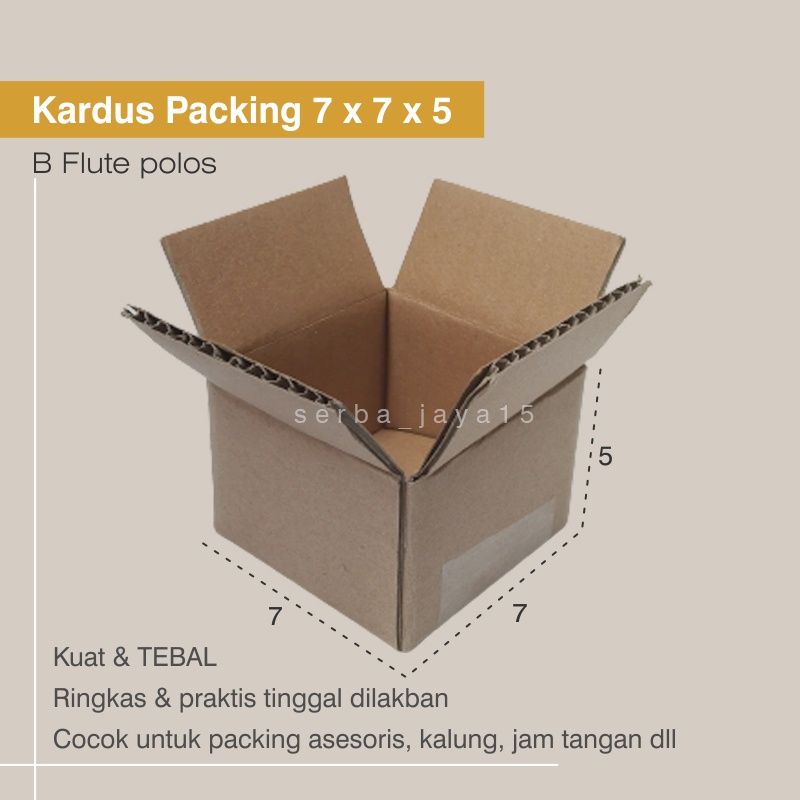 

KARDUS PACKING 7 X 7 X 5 BOX B-FLUTE POLOS OLSHOP