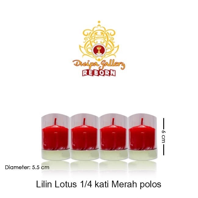 Lilin/Candle Puja Sembahyang Lotus 1/4 Kati Merah Polos