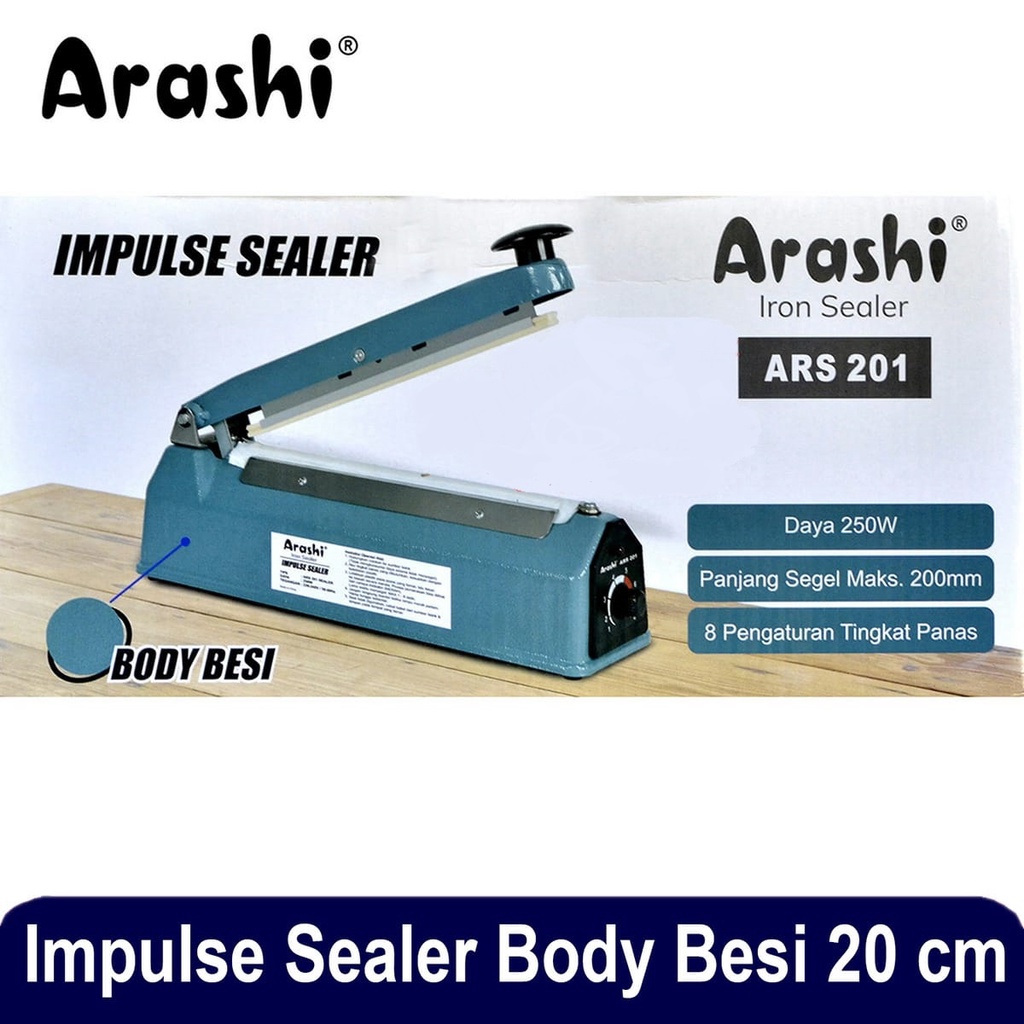 Arashi  Impulse Sealer  Press Plastik Body Besi  ARS-201 / TRS 203 20CM