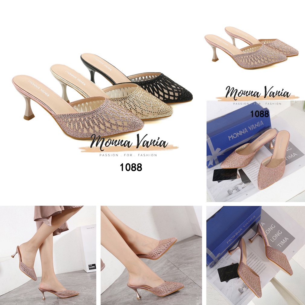 Monna Vania Canvas Gliter Heel Sandals  #1088