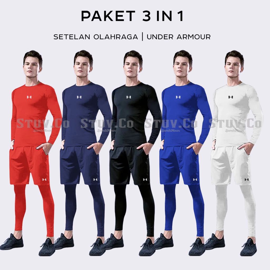 PAKET 3IN1 STELAN MANSET BASELAYER THUMBHOLE LEGGING PANJANG DAN CELANA SAKU DRIFIT OLAHRAGA UNISEX