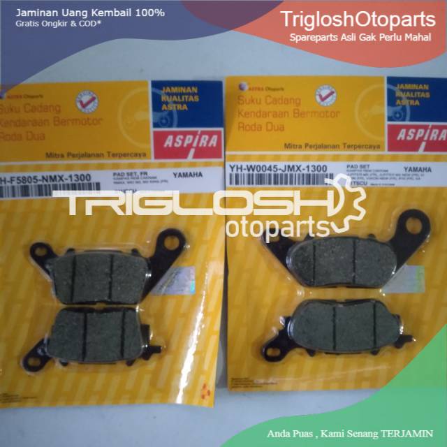 MURAH Paket kampas rem Yamaha nmx.aerox depan + belakang merk Aspira by PT.astra otoparts