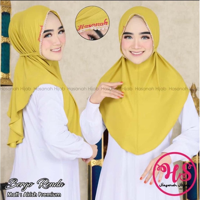 Jilbab standar &quot;bergo renda&quot; original Hasanah Hijab