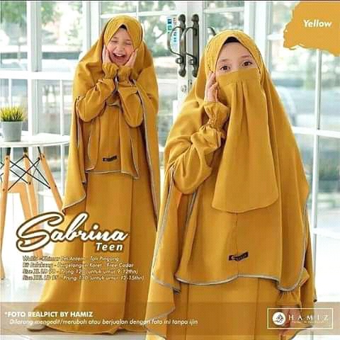 SABRINA TEEN SYARI GAMIS ANAK REMAJA SET KHIMAR WOLFIS ORIGINAL NIQAB BY HAMIZ
