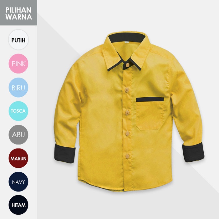 LAKI-LAKI-ANAK-KEMEJA- KEMEJA ANAK LENGAN PANJANG KUNING BUSUK MUSTARD HEIJA 1-8 TAHUN - 1-2 TAHUN