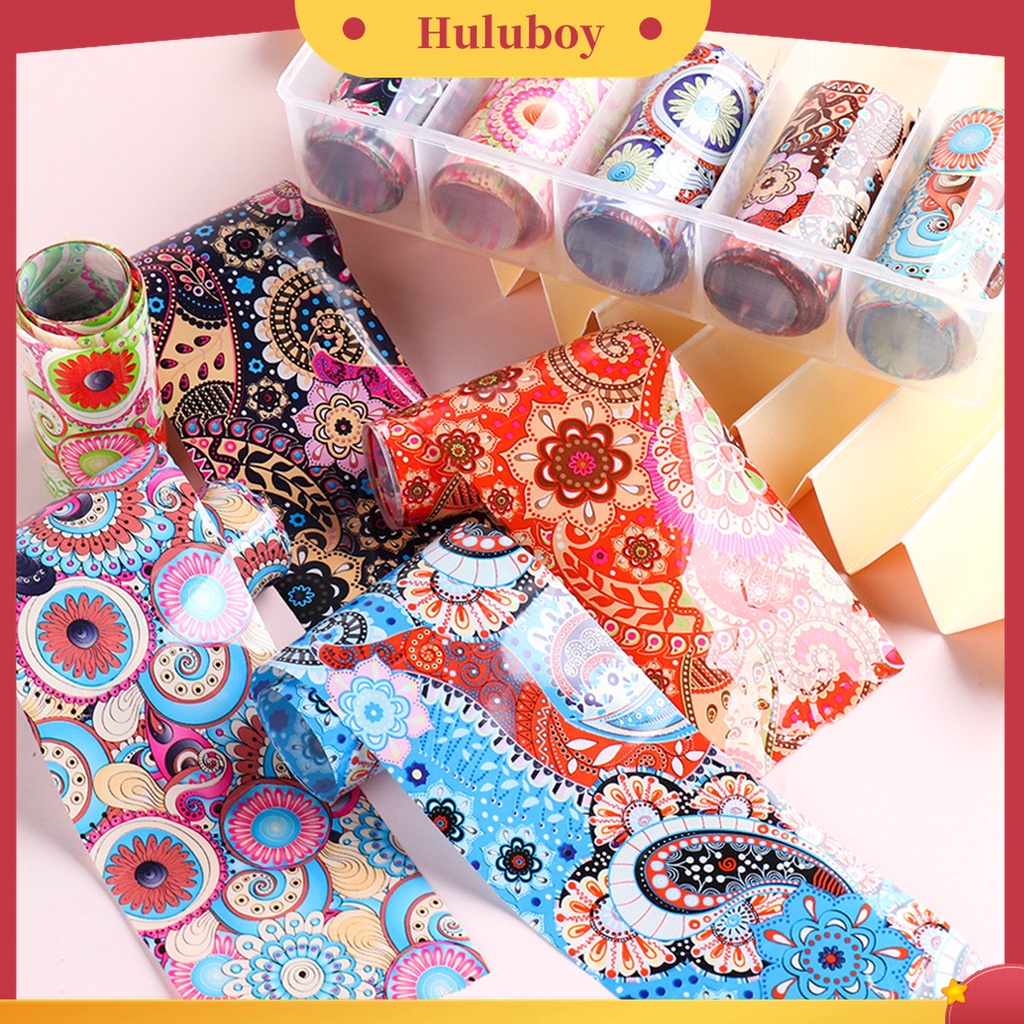 Huluboy Huluboy♡ 10pcs / Set Stiker Kuku 3D Motif Totem Gaya Etnik Retro Untuk Wanita