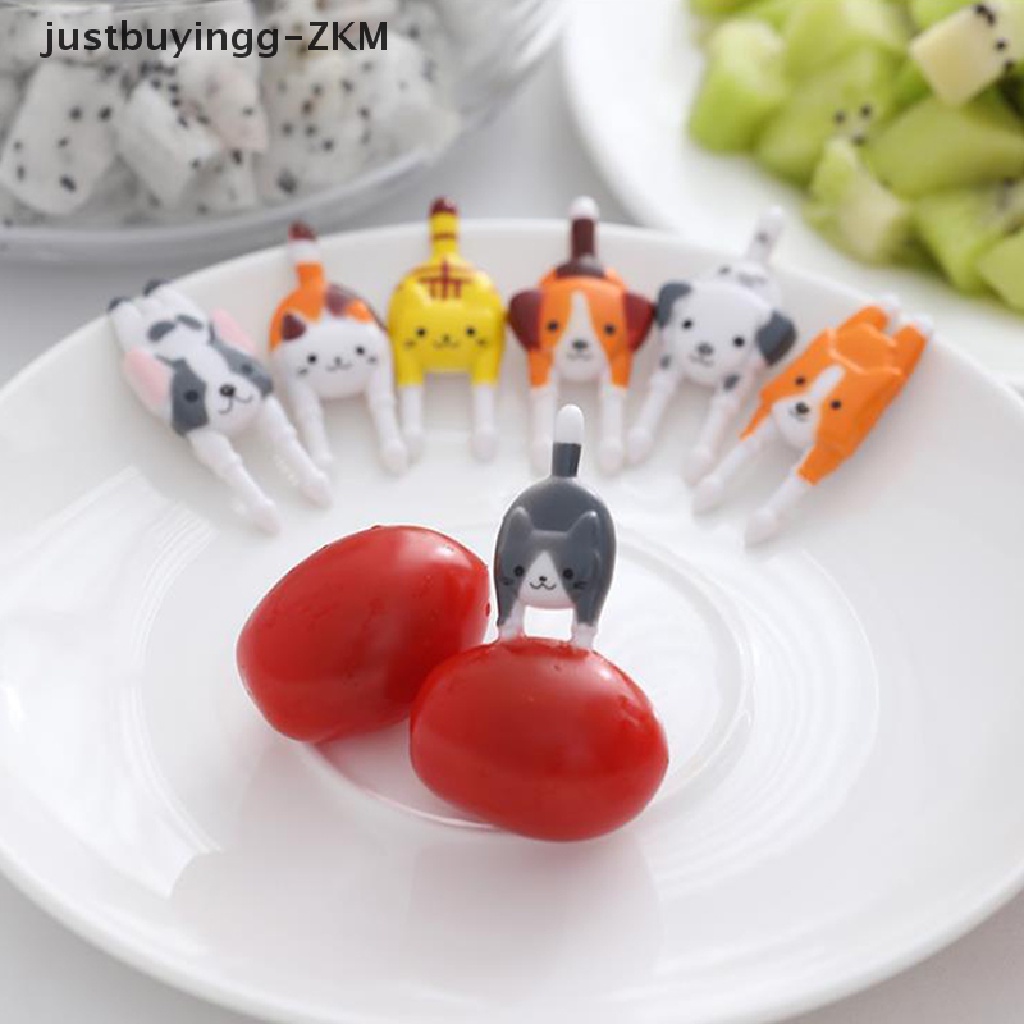 [justbuyingg] 7Pcs Cute Mini Animal Cartoon Fruit Forks Lunch Bento Accessories Party Decor [zkm]