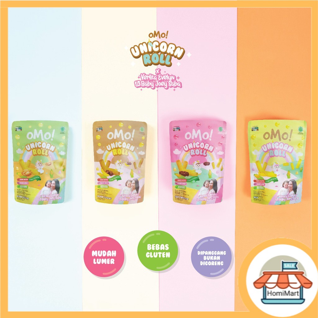 OMO! Snack Unicorn Roll 4 Rasa / Snack Sehat Cemilan Anak Bayi