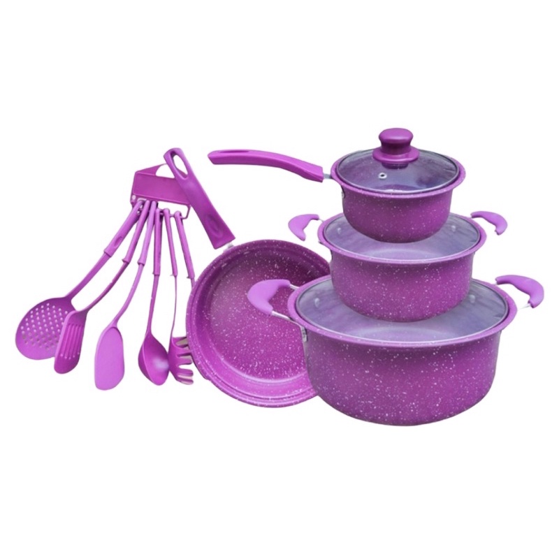 COOKWARE SET 13PCS - PERALATAN MASAK PANCI SET - PANCI SET SPATULA TEFLON HIGH QUALITY ANTI LENGKET - SOUVENIR PANCI SET