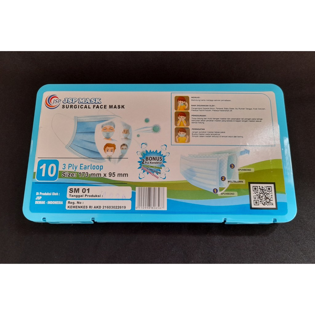 Masker box - surgical face mask free 2pc konektor (isi 10)