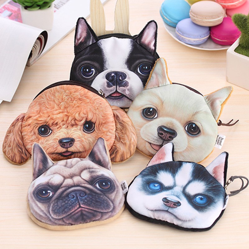 Dompet anjing mini dompet koin dompet kartu husky french bulldog poodle chihuahua pompom doglover