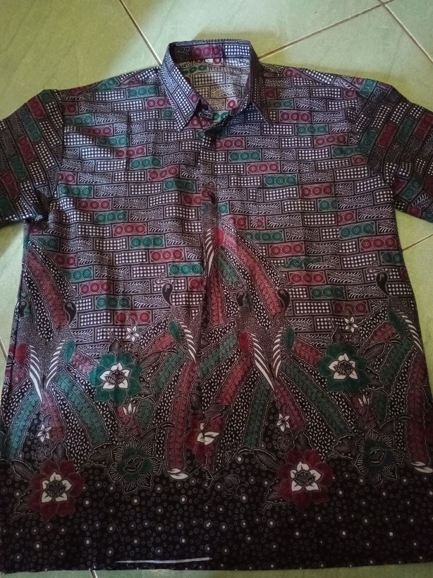 Dian Batik Hrb026 Kenongo Kemeja Abu Bata Pendek Pekalongan Padi M L Xl Kemeja Batik.