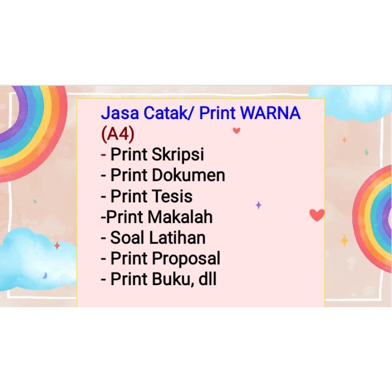 

Jasa Cetak/ print Warna dokumen (A4)
