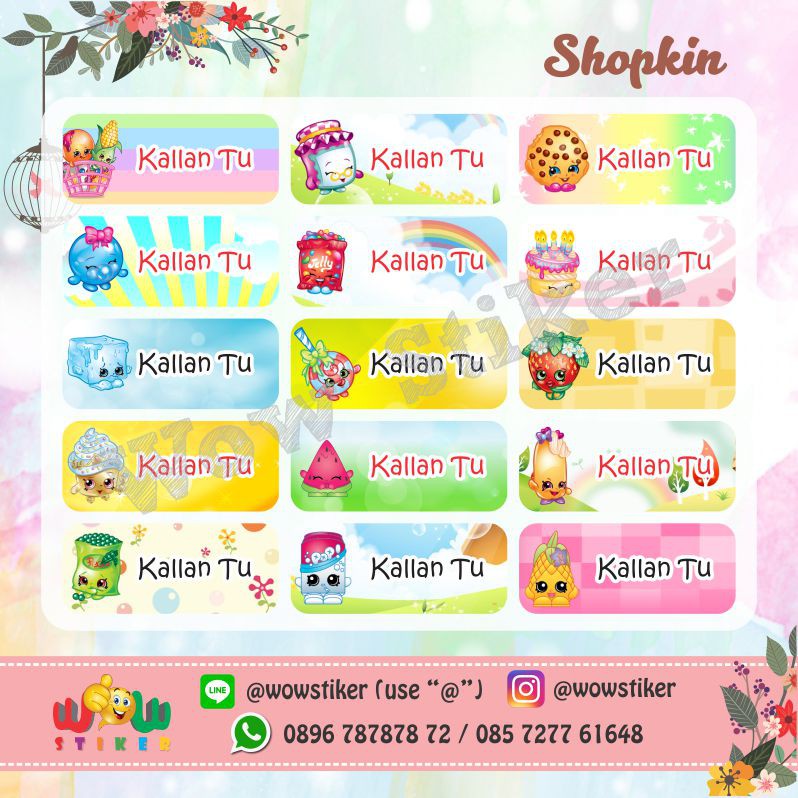 

Stiker / Sticker Label Nama Anak Waterproof Shopkins