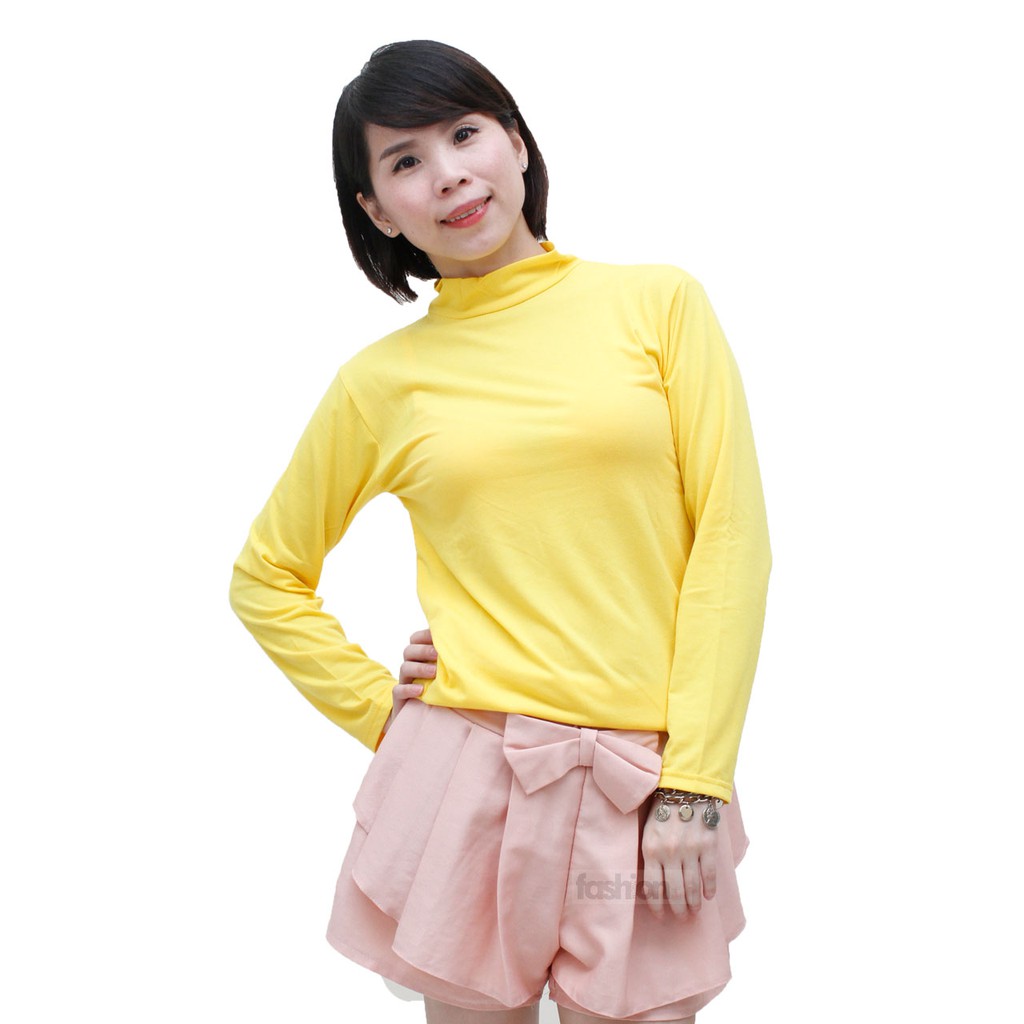 Manset Kaos Wanita TurtleNeck Lengan Panjang | Inner Katun Premium