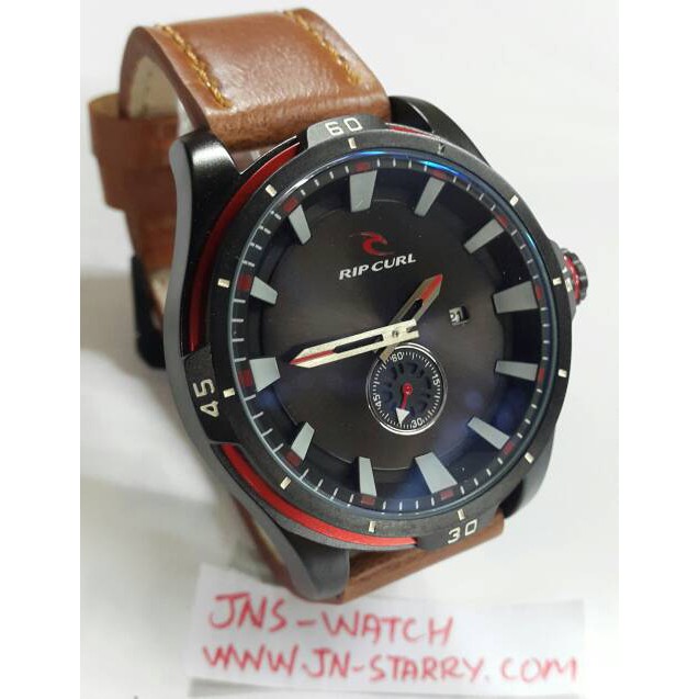 Jam Tangan Pria RIPCURL RIP CURL Detroit Murah Leather TAN CHRONO AKTIF