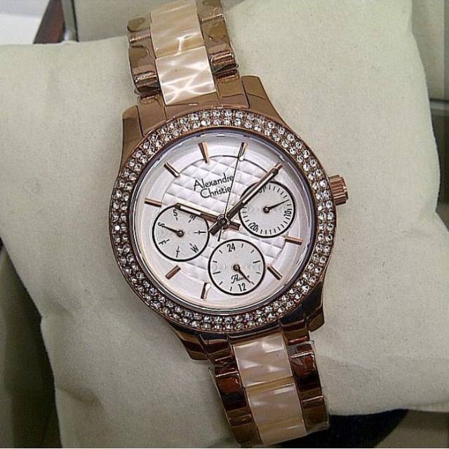 ALEXANDRE CHRISTIE AC2705 ac 2705 ROSEGOLD CREAM JAM TANGAN WANITA ORIGINAL