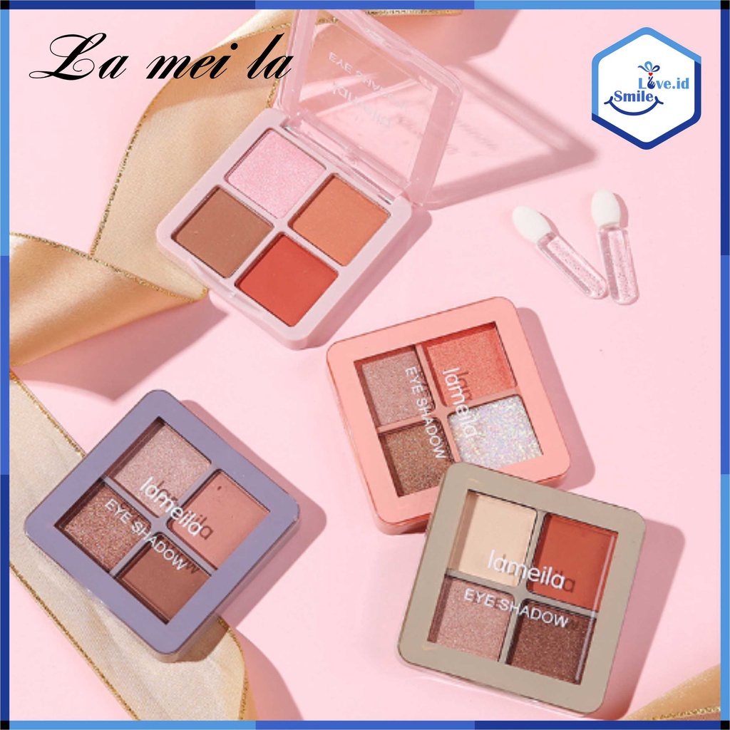 Lameila Eyeshadow Sweet Heart Travel 4 Color / Kombinasi Glitter dan Tahan Lama 4 Warna L02