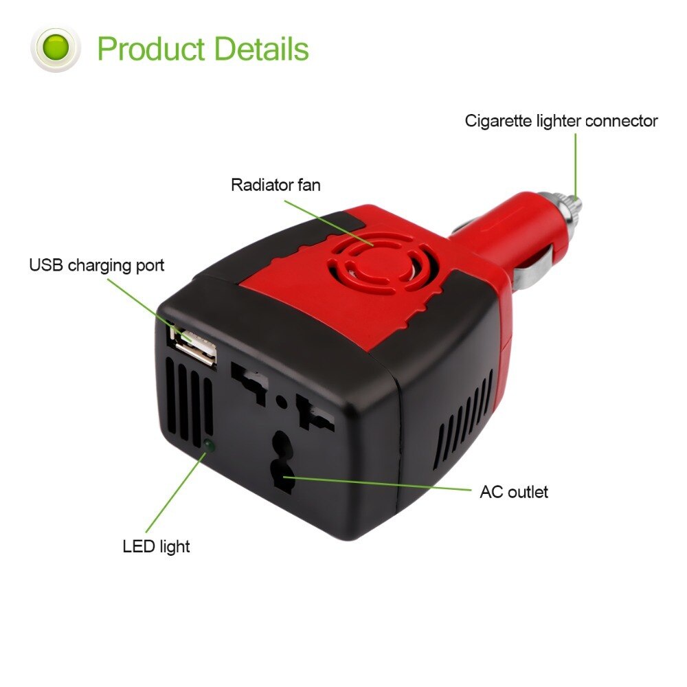 Inverter Daya Mobil / Car Adapter Inverter DC 12 V to AC 110/220V 5V USB 150W