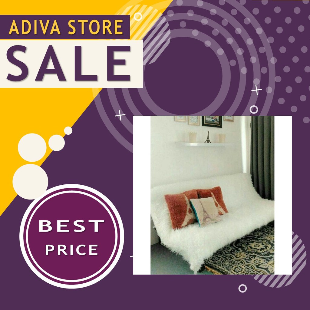 TERMURAH KARPET BULU KOREA 100X130 CM PUTIH DEKORASI  