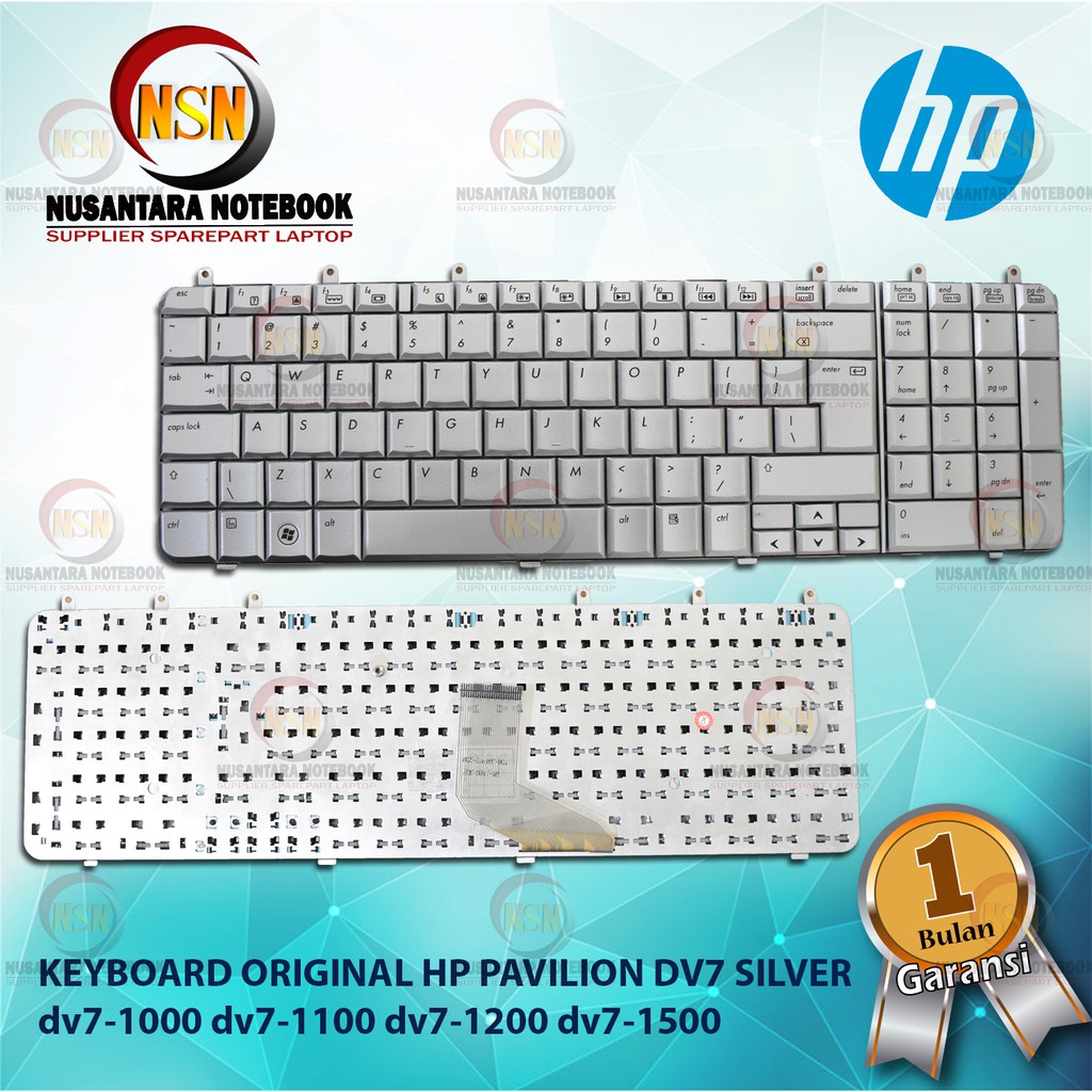 Keyboard Original HP Pavilion DV7 Silver Dv7-1000 Dv7-1100 Dv7-1200