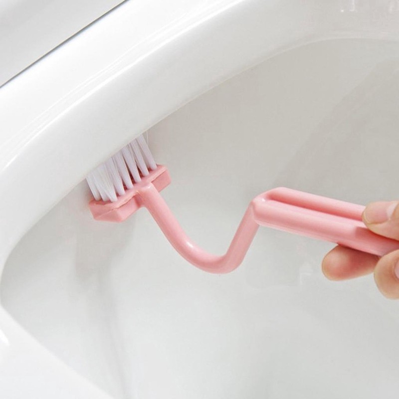 SUBR s shaped brush toilet pembersih kloset bengkok u sikat pembersih - Biru