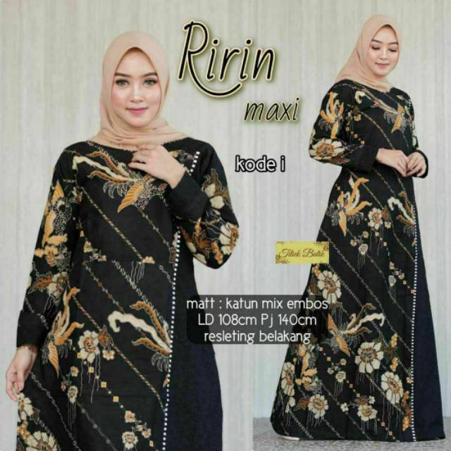  Baju  Gamis  Batik Ririn Kembang Hitam  Simpel Modis Elegan  