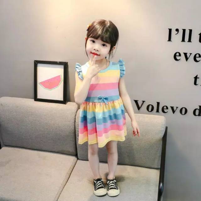 DR57-Dress Anak Perempuan Rainbow Wing