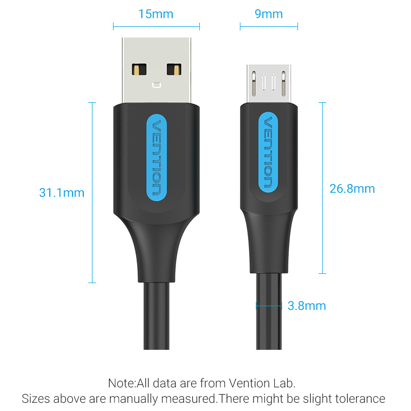 Vention Kabel Data / Charger Micro Usb 2.0 3a Fast Charging Untuk Smartphone / Tablet Android