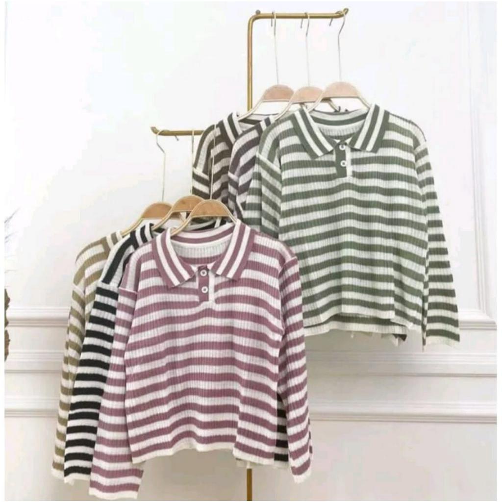 Sweater Rajut Silvana motif Blaster Strip,sweater crop,sweater blaster