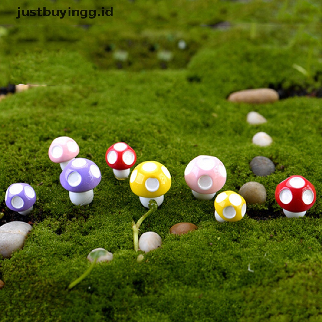 (Justbuyingg.Id) 10 / 20 Pcs Miniatur Jamur Untuk Dekorasi Taman Mini / Rumah Boneka