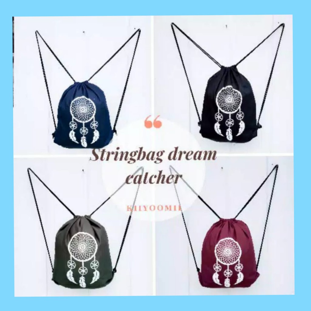 STRING BAG TAS RANSEL SERUT SABLON DREAM CATCHER |bahan drill halus || Kiiyoomii ||