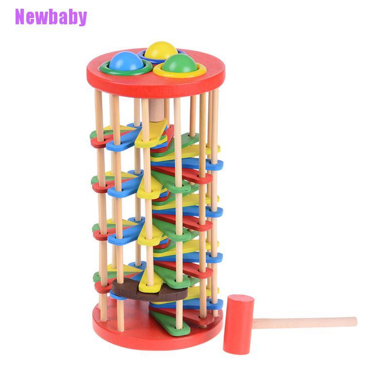 (Newbaby) Mainan Pukul Bola Bahan Kayu Untuk Anak-Anak