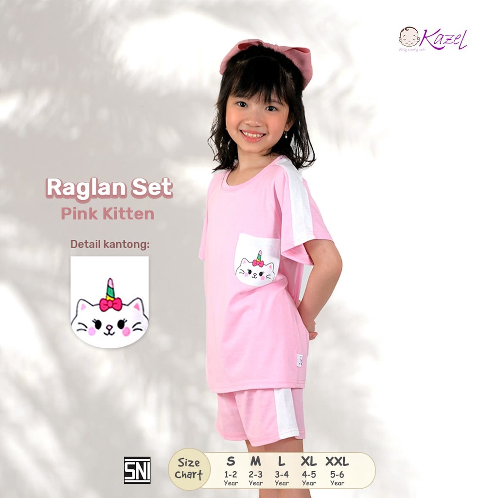 Kazel Setelan Pendek Raglan Set 1-5 Tahun / Setelan Pendek