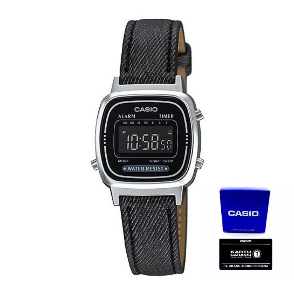 Casio Wanita LA670WL-1BDF Jam Tangan Wanita Casio Original Digital Leather Strap