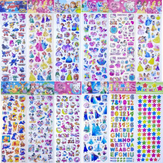 

Sticker pvc stiker timbul anak reward premium motif star angka huruf dan kartun uk besar jumbo
