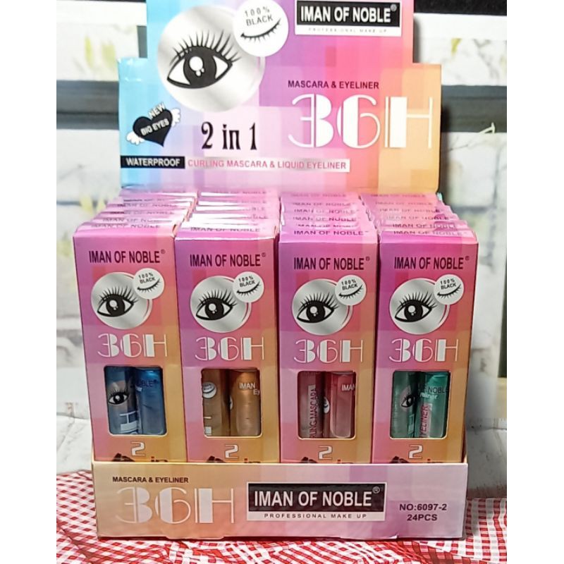 PAKET 2 IN 1 MASCARA EYELINER IMAN OF NOBLE 36 H 6097/6092
