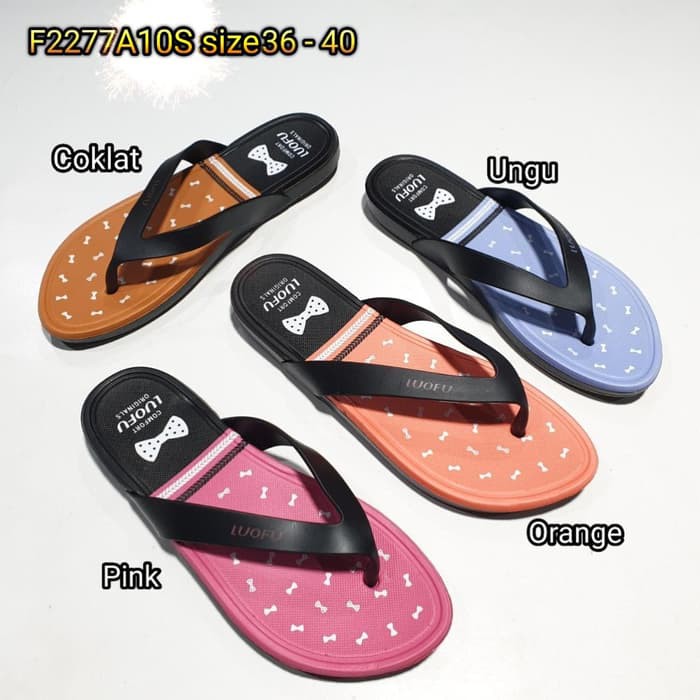 LUOFU ORIGINAL jelly sandal karet empuk murah jepit wanita import F2277A10S