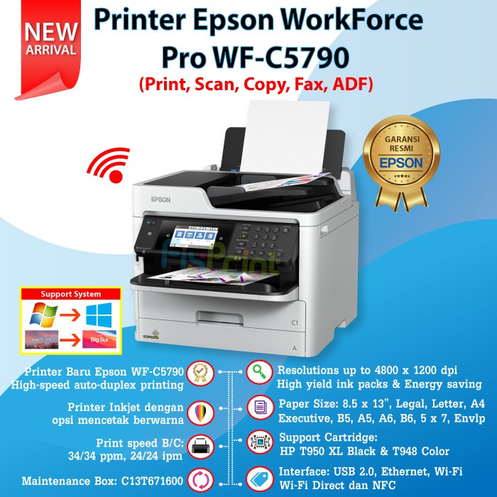 Printer Epson Workforce Pro WF-C5790 WFC5790 WF C5790 Wireless Duplex