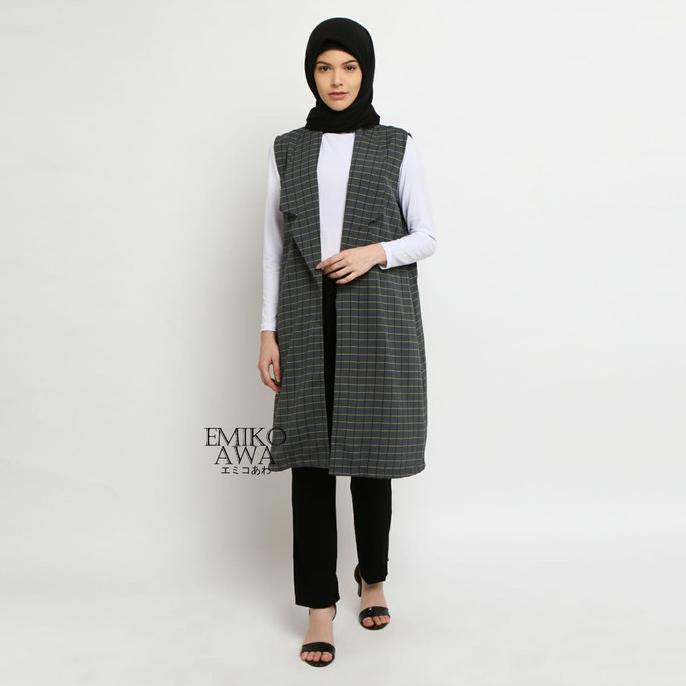 Vest Wanita Sleeveless Kotak -Emikoawa Outer Cardigan Cape Coat Wanita