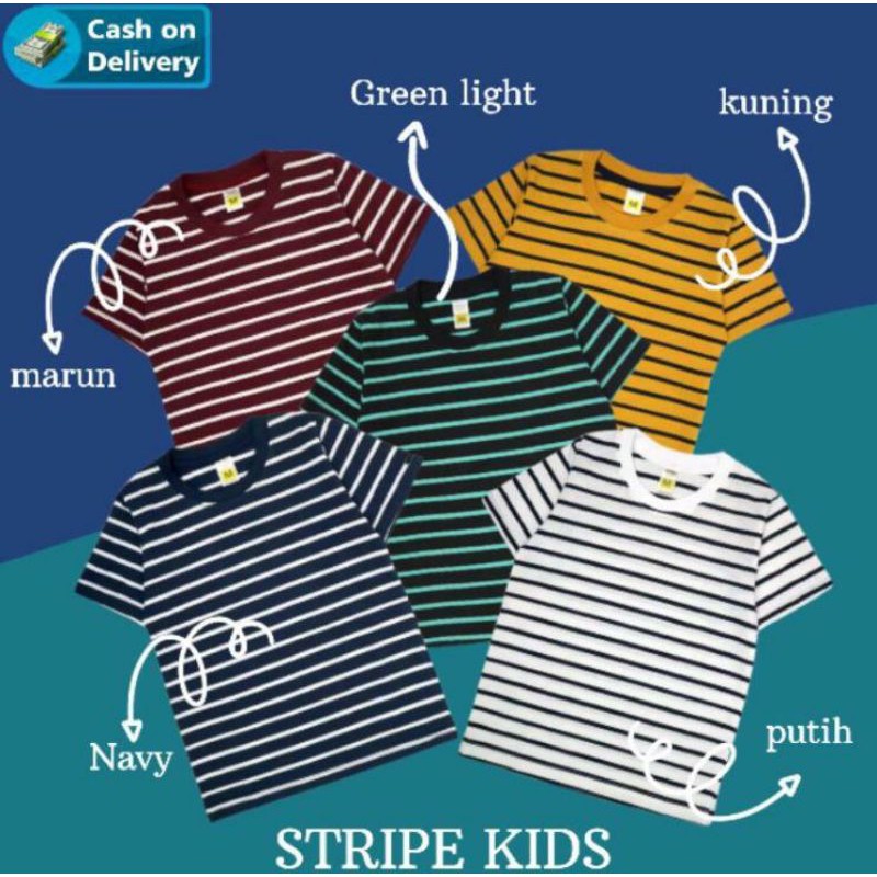 Kaos Stripe Salur Belang Garis Pria Wanita Premium Katun Harga MURAH