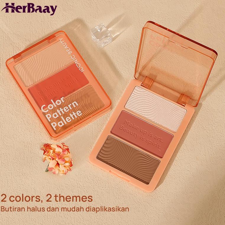 SPECIAL PRICE Herbaay Eyeshadow 3-in-1 eyeshadow palette Blush Contouring Highlighter All-in-one Tri