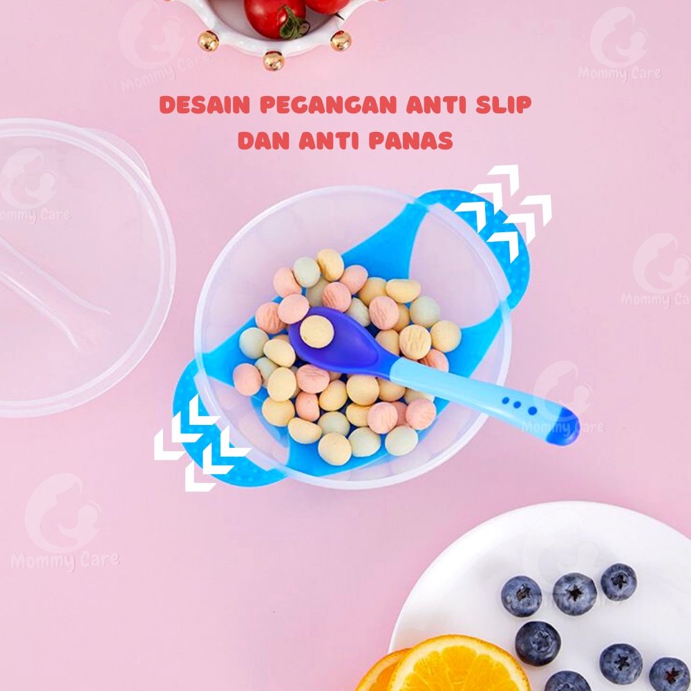 MOMMYCARE MANGKOK SENDOK GARPU BAYI ALAT MAKAN BAYI SILIKON ANTI TUMPAH