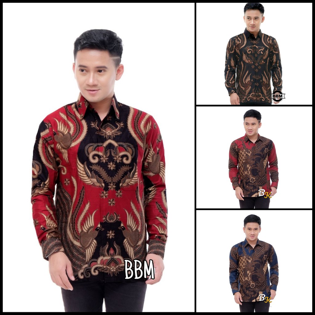 Batik Pria Lengan Panjang BATIK AZMIL HRB026 motif KERATONAN Kode 002 size M L XL XXL Reguler