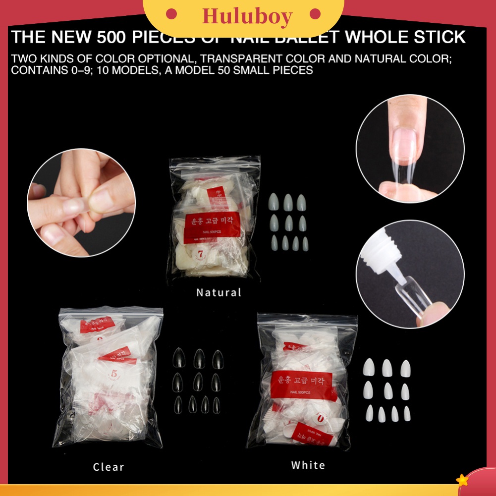 Huluboy Huluboy♡ 500pcs Kuku Palsu Bentuk Oval Untuk Manicure