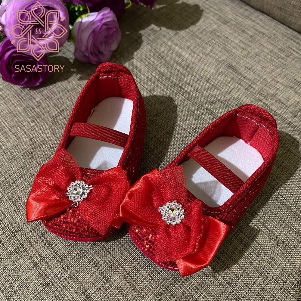 SEPATU PREWALKER BABY BAYI 0-12 BULAN GEL MANIK BLING-BLING FP05